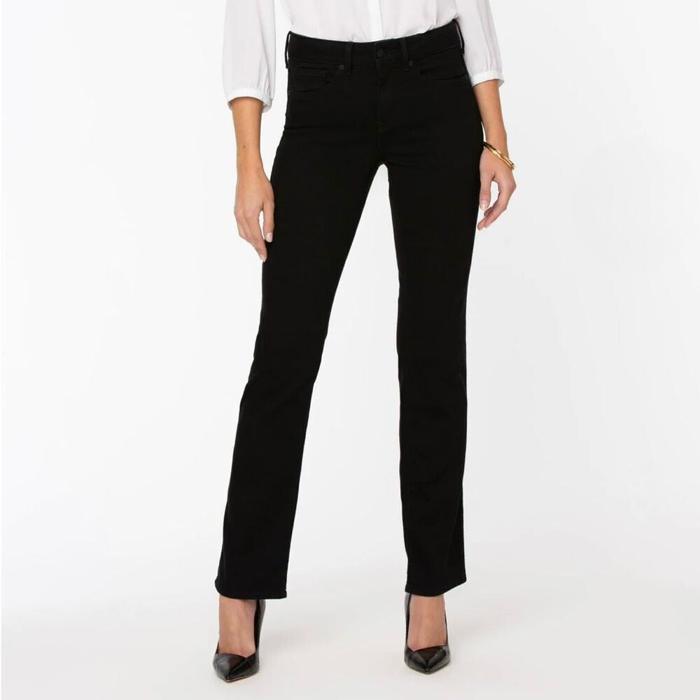 NYDJ Women's Size 8 Marilyn Straight Leg Jeans Ankle Length Black